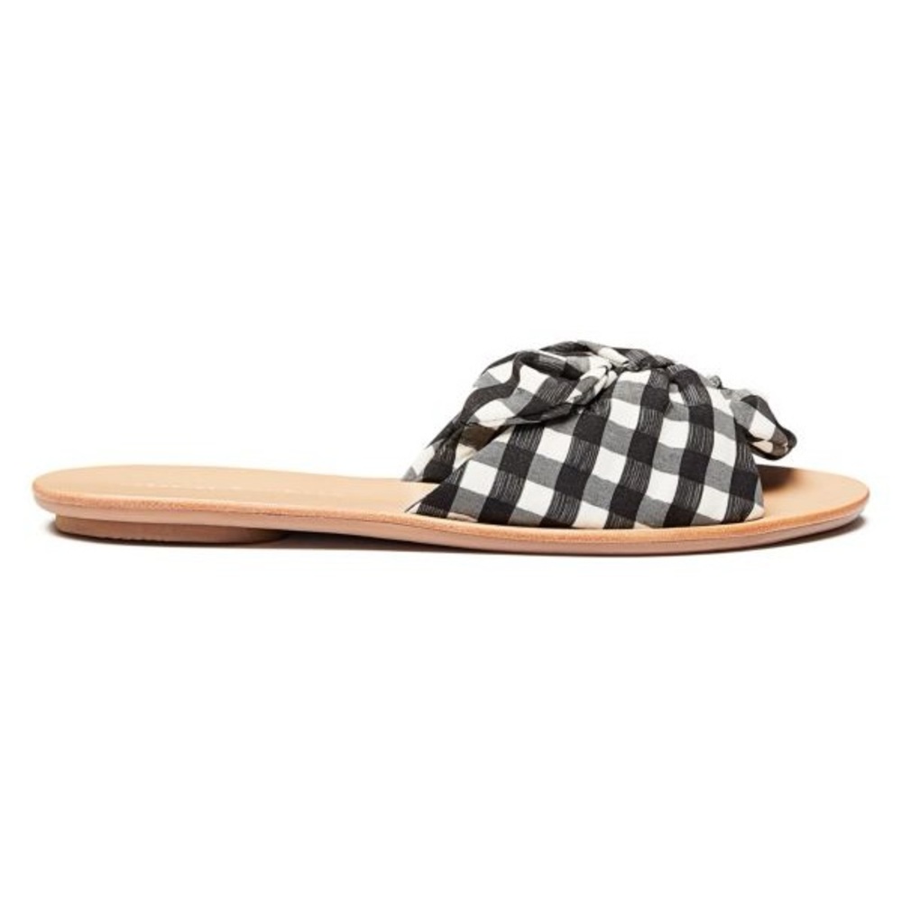 Loeffler Randall size 7 Black Phoebe Gingham Slide Sandals